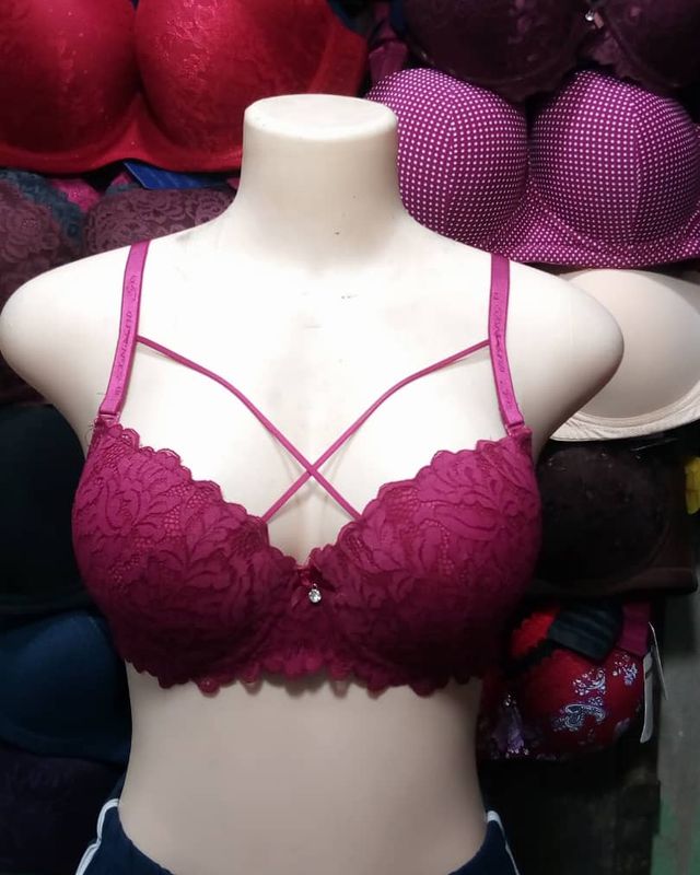 Burgundy lace bralette-style bra