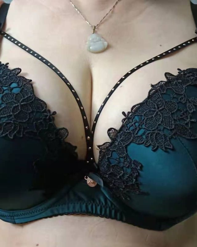 Teal lace strappy bra